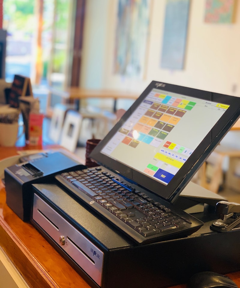 Point of sale terminal on a shop counter